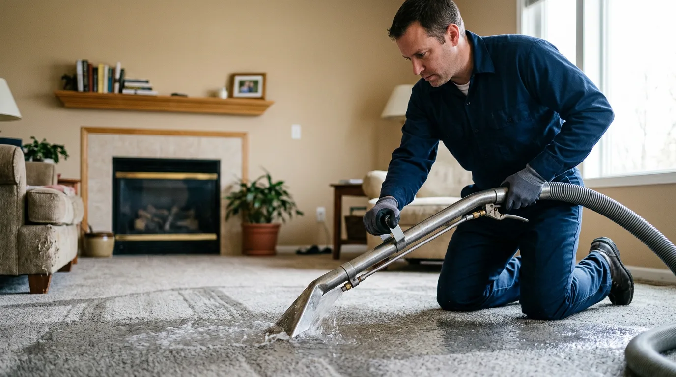 Water damage restoration technician working near Blooming Prairie, MN